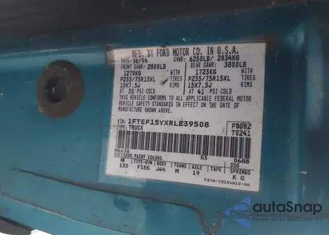 1994 Ford F150 из США, поврежденный, VIN 1FTEF15YXRLB39508